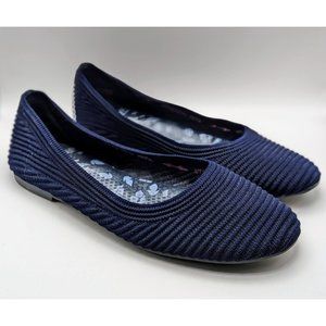 Skechers Cleo Pointed Toe Ballet Flats Womens Size 10 Navy Blue Knit